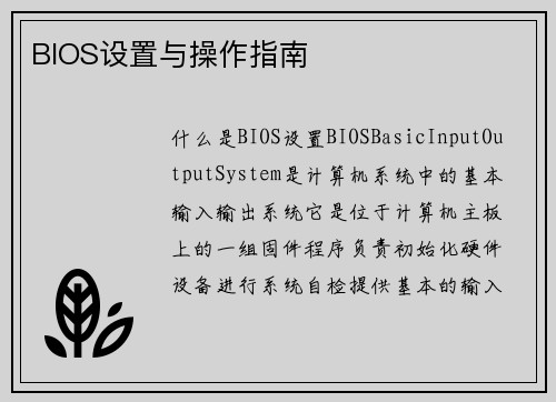 BIOS设置与操作指南